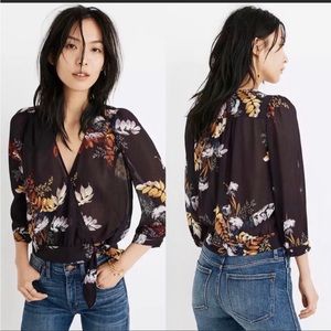 Madewell Floral Print Wrap Blouse